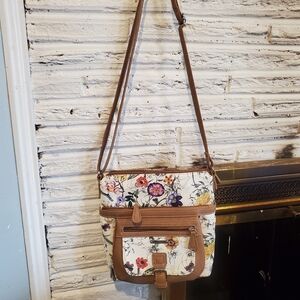 Multi Sac Floral Leather Crossbody Bag Tan/camel Trim